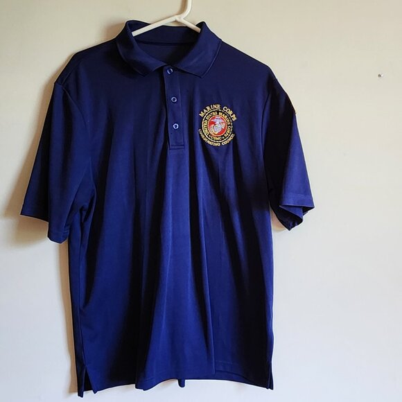 Navy Blue Polo Marine Corps Untied States MSUC Short Sleeve Shirt - Picture 1 of 9